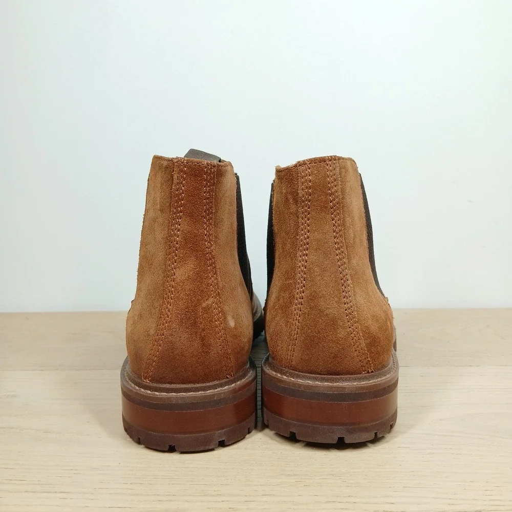 Johnston & Murphy Chelsea Boots Mens 11.5 M Tan Suede Lug Sole Rugged Heritage